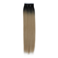 Extensiones de Cabello Adhesivas para Mujer, Cabello Lacio Rizado Rubio, 20 Piezas/Paquete, 50g, 26 Pulgadas, Negro Marrón