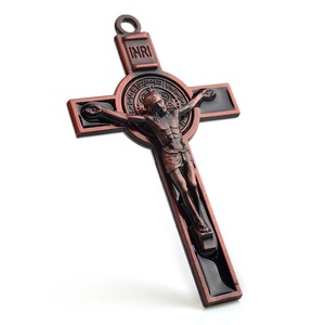 Crucifijo de San Benito en Cobre Antiguo, Colgante de Rosario de 75*43mm, Cruz <span class=keywords><strong>Religiosa</strong></span> Chapada en Aleación, Joyería Católica, Amuleto de Santo - Product Image 5