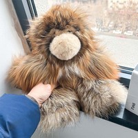 Peluche singe en vraie fourrure de renard - Taille géante, breloque de sac / pendentif de sac à dos pour enfants