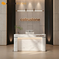 Comptoir de réception moderne en travertin, bureau personnalisé en pierre et marbre, comptoir de caisse pour boutique, mobilier de réception