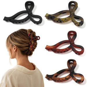 Pinzas de Pelo Grandes de Plástico con Forma de Lazo de 10 cm, para Cabello Grueso, Accesorios de Moda Coreanos, Ligeras, de Uso Diario, con Agarre Fuerte - Product Image 1