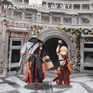 Conjunto de Disfraz de Cosplay de <span class=keywords><strong>Kaedehara</strong></span> <span class=keywords><strong>Kazuha</strong></span>, Peluca de Samurai, Gafas Rojas, Unisex, Adulto, Halloween, Carnaval - Product Image 2