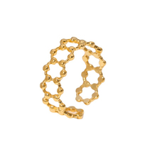 Abeille en nid d'abeille 18k plaqué or en acier inoxydable bijoux ajustables bagues pour femmes
