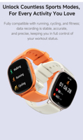 Reloj Inteligente Deportivo Unisex Ultrafino con Monitor de Sueño, Llamadas Bluetooth, Pantalla AMOLED, Resistencia al Agua IP68 y Correa de Silicona Cuadrada