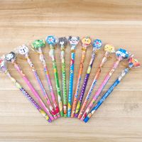 Crayon en bois pratique et très vendu avec gomme en forme de nourriture de dessin animé mignonne pour les étudiants, cadeaux de récompense scolaire