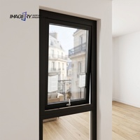 Fenêtre à auvent moderne en aluminium avec verre trempé, ouverture verticale, étanche et insonorisée pour maison et bureau