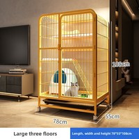 Cage et villa pour chat en fer, design moderne, grande maison pour chat à plusieurs étages avec toilette, design respirant, espace libre pour les chats