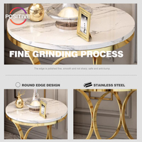 Table d'angle ronde légère en marbre de luxe Table d'appoint moderne en acier inoxydable pour canapé de maison pour salon