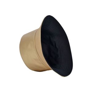 High Quality Wholesale Fashion Unisex Fisherman Waterproof Plain Faux Leather <b>Reversible</b> <b>Bucket</b> Cap <b>Hat</b> - Product Image 2