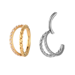 Fuxuan ASTM F136 titanio doppio anelli Clicker <span class=keywords><strong>Piercing</strong></span> gioielli a cerniera <span class=keywords><strong>anello</strong></span> <span class=keywords><strong>anello</strong></span> <span class=keywords><strong>anello</strong></span> a elica <span class=keywords><strong>anello</strong></span> orecchio - Product Image 2