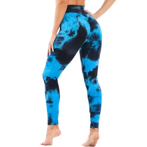 Hochwertige Yoga Wear Sport Nahtlose Fitness Jacquard High Waisted Butt Lift Leggings Tie Dye Bubble Yoga Hose