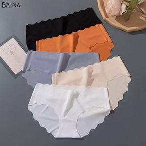 Braguitas de seda helada sin costuras de cintura media onduladas sexys para mujer - Product Image 1