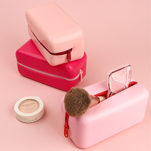 Borsa per <span class=keywords><strong>Trucco</strong></span> Professionale Personalizzata in Silicone Lucido con Cerniera, Astuccio da Viaggio per Pennelli da <span class=keywords><strong>Trucco</strong></span> - Product Image 3