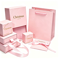 Boîte à tiroir rigide rose personnalisée pour Noël avec impression dorée, coffret cadeau avec sac en papier, vente en gros