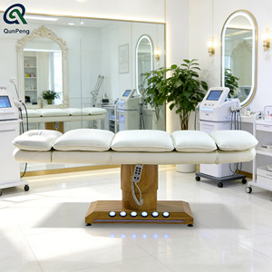 Qunpeng vente chaude Base de Grain de bois pédale électrique beauté <span class=keywords><strong>Spa</strong></span> Table de Massage Salon cils meubles pliants <span class=keywords><strong>avec</strong></span> lumière - Product Image 4