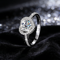 Bague pour femme en argent sterling S925, cœur creux romantique, 1 carat de moissanite, pour mariage ou demande en mariage