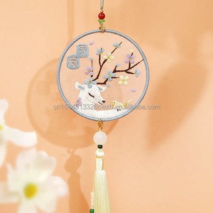 Paix <span class=keywords><strong>Talisman</strong></span> propre broderie voiture pendentif broderie à la main bricolage matériel fait maison paix bénédiction voiture décoration intérieure - Product Image 2