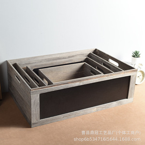 Caja de almacenamiento de madera de estilo nórdico con pizarra y asa rectangular para organización del hogar, contenedores decorativos - Product Image 2