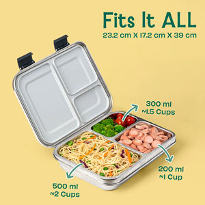 B262 900ml SS304 Boîte à lunch en acier inoxydable avec impression de motif de dessin animé de conception de saveur séparée - Product Image 2