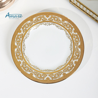Assiette de service ronde dorée en porcelaine de 6 pouces assiettes à dîner en céramique décoratives turques pour restaurant