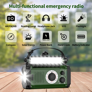 Radio d'urgence <span class=keywords><strong>auto</strong></span>-alimentée rechargeable 10000mAh bandes météorologiques AM/FM/NOAA batterie externe <span class=keywords><strong>solaire</strong></span> à manivelle avec option de charge <span class=keywords><strong>solaire</strong></span> - Product Image 2
