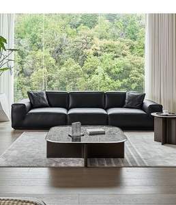 طقم أريكة جلدية عصرية إيطالية التصميم أريكة فاخرة مركبة لغرفة المعيشة أو الفندق أو الشقة - Product Image 1