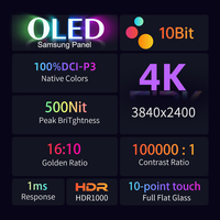 Écran portable OLED tout-en-un de 14 pouces, écran tactile AMOLED, 16:10 UHD 3840x2400p, 500 nits, type C, 60 Hz, matériau en alliage d'aluminium
