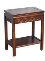 Table d'appoint d'angle moderne en bois d'orme multifonctionnelle avec support pour plantes et aquarium, étagère de rangement, table basse carrée pour salon