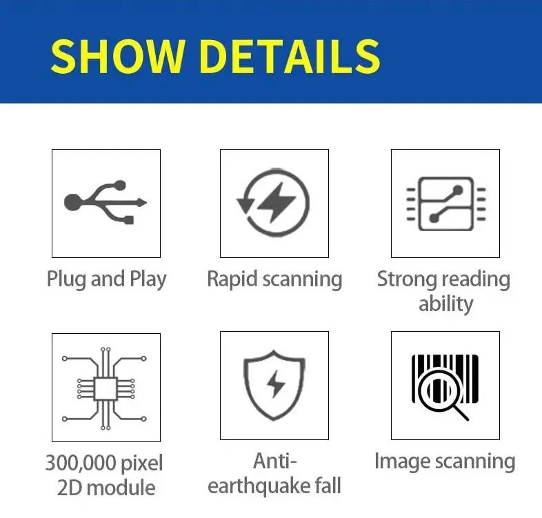 CQH20G ไร้สาย1D 2D Barcode Scanner สาย USB QR Reader Qr Code Reader Lector Codigo De Barras สำหรับ Logistics Express