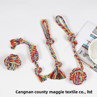 Jouet à mâcher durable en corde de coton arc-en-ciel pour chien avec nœuds, jouet de traction pour le nettoyage des dents des chiots