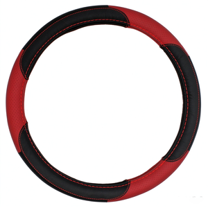 Funda para Volante de 38 cm, Diseño en D, Combinación Rojo y Negro, Accesorios Decorativos para Automóvil - Product Image 1