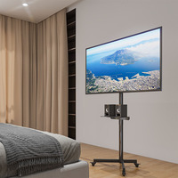 Chariot TV mobile en acier SPCC, pivotant, VESA 600*400MM, support au sol pour écrans de 32 à 75 pouces, roulettes verrouillables, étagère DVD, capacité de charge de 50 kg