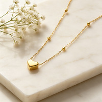 Parures de bijoux en acier inoxydable en gros : Collier, bracelet, boucles d'oreilles et bague minimalistes en forme de cœur, étanches, pour femmes