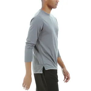 T-shirt de sport à manches longues pour homme, étiquette privée personnalisée, vêtements d'entraînement, de course à pied et de fitness, de grande taille,