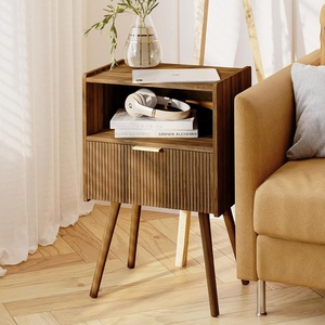 Modern Nightstand Sofa Side <strong>Table</strong> Wooden Walnut Bedroom Night Stand <strong>Bedside</strong> <strong>Table</strong> <strong>with</strong> Storage <strong>Drawer</strong> - Product Image 4