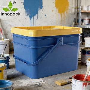 Multifunctional packaging plastic pail Customized color 20KG capacity <b>With</b> <b>lid</b> 20L rectangular <b>bucket</b> <b>with</b> handle - Product Image 5