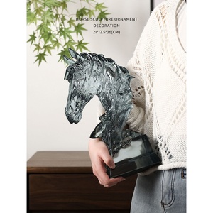 Escultura de Cabeza de Caballo de Resina con Textura de Cristal, Modelo Mi Yu 2026, Estilo Chino Moderno, para Sala de Estar, Entrada, Regalo de Inauguración - Product Image 6