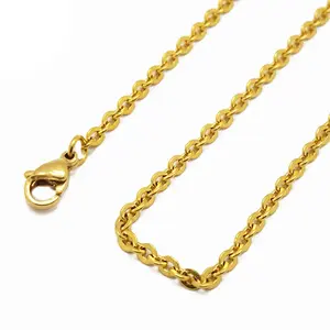 High Quality Dubai New Gold Necklace Chain Design Wholesale 2.3mm 18inches Rolo Stainless Steel Men's Neck Chain