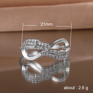 Anello a Fiocco da Donna, Moda Minimalista con Zirconi, Aperto e Regolabile, Elegante per Uso Quotidiano, Gioiello Statement - Product Image 5