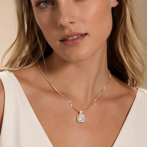 Collar de circonita cuadrada con baño de <span class=keywords><strong>oro</strong></span> de 18 quilates para mujer, estilo INS, <span class=keywords><strong>cadena</strong></span> de clavícula moderna con micro pavé, joyería para regalo de cumpleaños - Product Image 2
