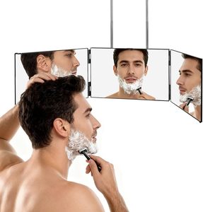 Miroir <span class=keywords><strong>de</strong></span> coiffure et <span class=keywords><strong>de</strong></span> maquillage triple à suspendre au mur/à la porte, rotation à 360 degrés, outil <span class=keywords><strong>de</strong></span> rasage et d'auto-coiffage DIY - Product Image 1