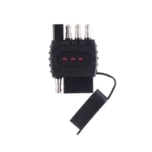 Accesorios RV 12V LED 4 Probador de conector plano con tapa antipolvo para remolque de viaje
