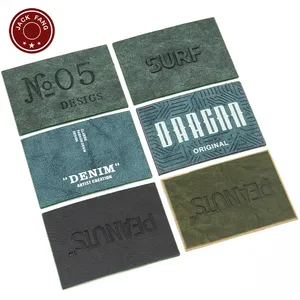 Custom Fashion Embossed Logo Faux Leather Labels Print Logo Deboss Leather Denim Patch Iron On Jeans Leather Patches