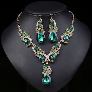 Parure Collier et Boucles d'Oreilles Diamant pour Femme, Style Rétro, en Alliage Électroplaqué, Bijoux à Sertissage Clos en Diamant de Laboratoire, Accessoires pour Robe de Soirée - Product Image 1