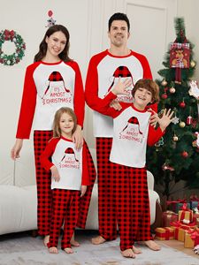 Pyjamas d'hiver européens et américains décontractés Vêtements de maison de Noël Costume Chapeau respirant Lettre Impression numérique Patchwork à carreaux pour - Product Image 6