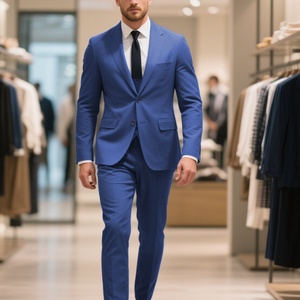 Costume trois pièces décontracté haut de gamme pour homme, style britannique, simple boutonnage, respirant, infroissable, en laine peignée italienne - Product Image 5