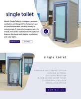 Toilette portable modulaire intégrée avec panneau métallique gaufré et sculpté
