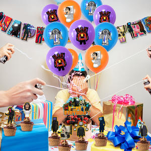 Decoración regalo niños juguetes Banner Cake Topper Skibidi inodoro altavoz TV Camara hombre banderas Feliz <span class=keywords><strong>cumpleaños</strong></span> Anime fiesta globos - Product Image 2
