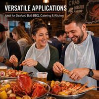 Bavoirs jetables en PE, emballés individuellement, imperméables, résistants à l'huile, logo personnalisé, service alimentaire, fête