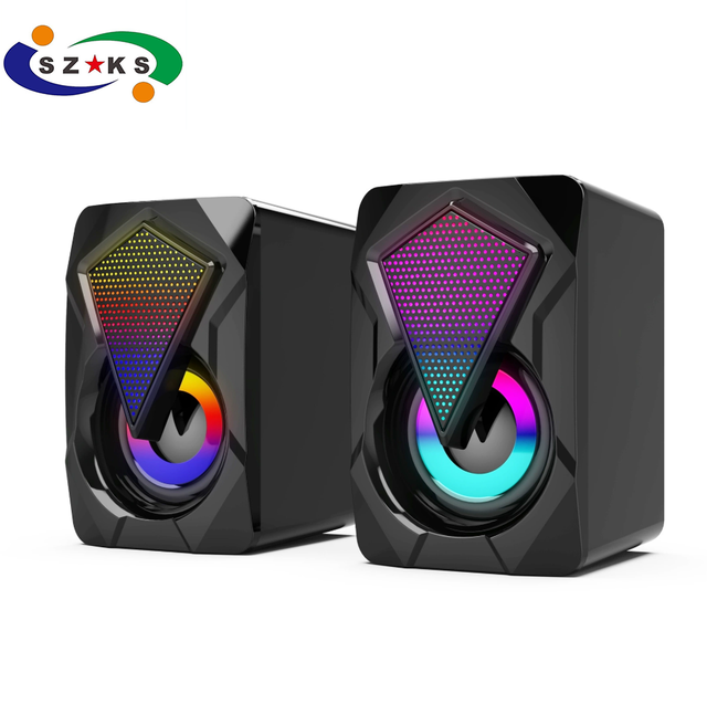Colorful Led Mini Portable Digital Speaker with Clock DC Powered USB 2.0 Desktop Subwoofer Laptop Pc Computer RGB Speaker